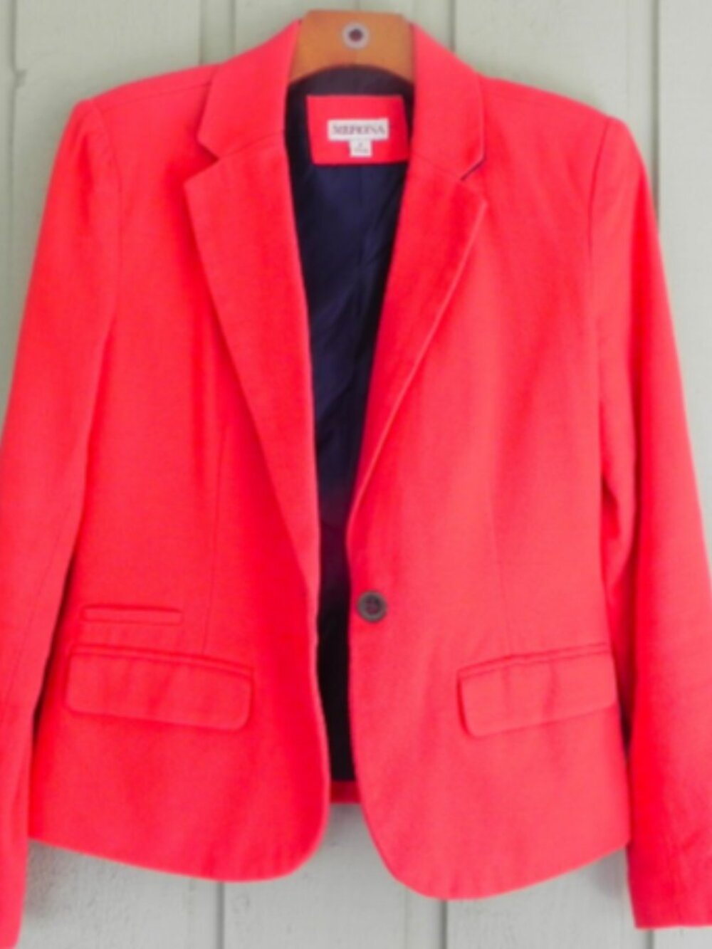 Merona Women's Size 6 Coral Orange Blazer 1 Button Tailored Career Jacket Lined